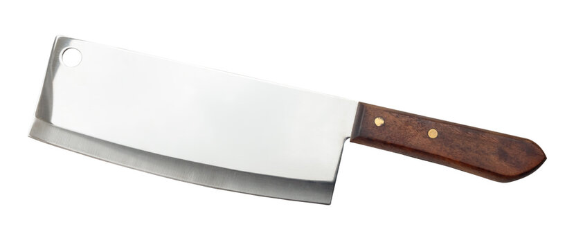 A silver cleaver or chopping knife isolated on white background with clipping path
