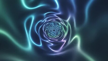 Dynamic abstract glowing neon light tunnel with vibrant blue green and purple energy swirling into a futuristic digital vortex creating an immersive and mesmerizing visual journey through a cosmic wo. - Powered by Adobe