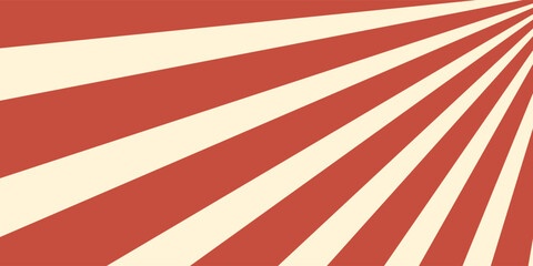Circus vintage tent background. Retro sun rays pattern. Vintage starburst poster. Star burst radial lines texture. Red stripes. Circus, carnival, summer fair backdrop. Vector illustration.