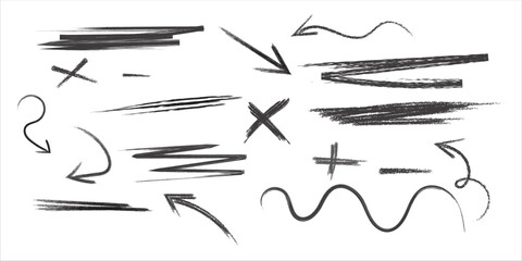 Hand Drawn Arrows Lines and Scribble Marks Abstract Doodle Elements Set