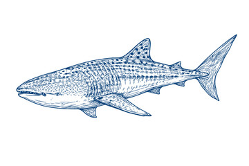 Obraz premium Detailed sketch of a whale shark in pen ink style