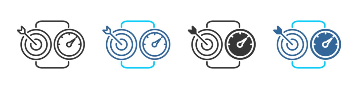 okr & kpi icon set multiple style collection	