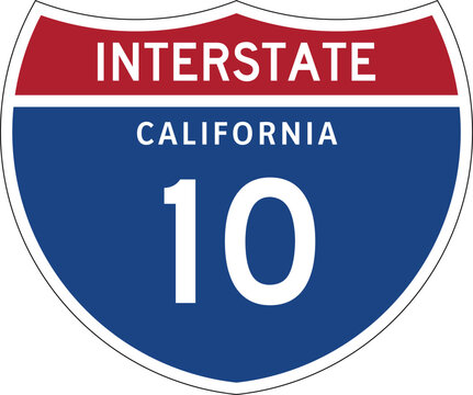 Interstate 10 in California, I-10 US Highway Shield Vector Design