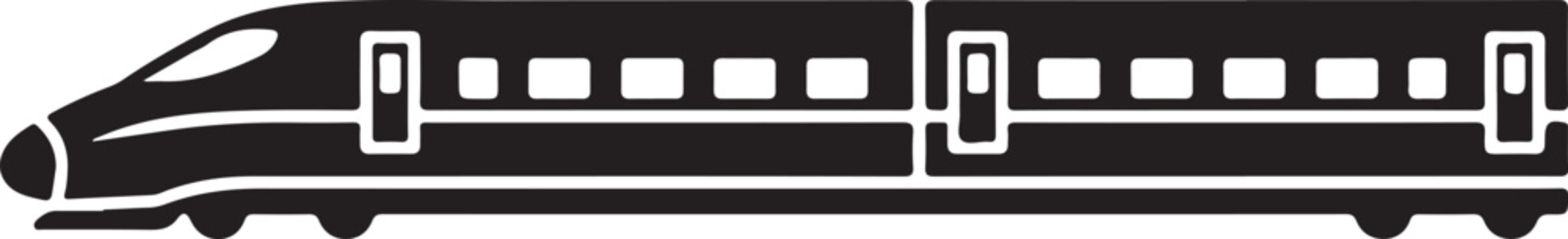 Train silhouette side view, modern minimal design.