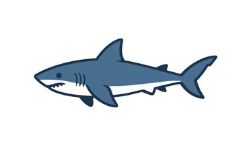 Obraz premium Cartoon great white shark illustration with blue and white color scheme