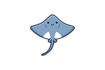 Cute cartoon stingray illustration on white background