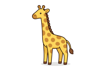 Obraz premium Cute cartoon giraffe with spots and long neck on white background
