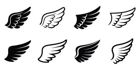 Obraz premium Black Wing Illustrations Set on White Background