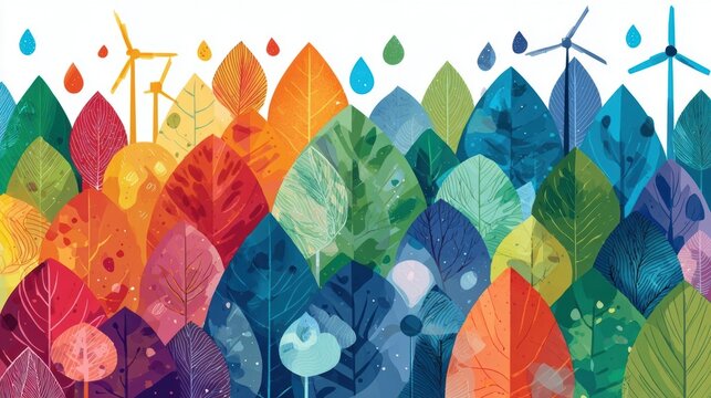 Vibrant Rainbow Forest A Sustainable Energy Landscape - Powered by Adobe