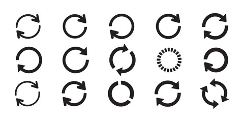 Collection of circular arrow icons representing refresh and rotation actions.