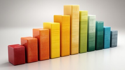 Colorful 3D Bar Graph Showing Growth and Progress