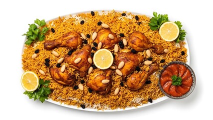 Delicious Middle Eastern Cuisine with Chicken and Rice