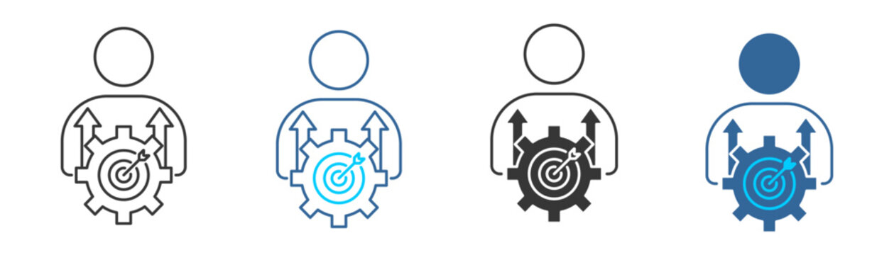 personal development goals icon set multiple style collection	