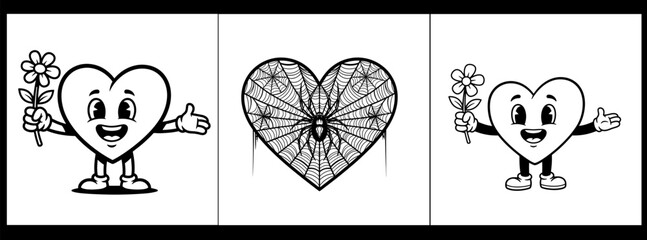 Valentine's day vector graphics with heart characters and floral designs