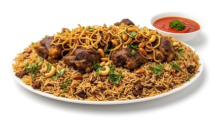 Delicious Middle Eastern Rice Dish with Meat and Sauce