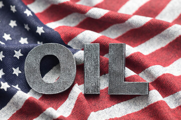 Oil inscription on American flag