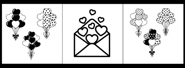 Valentine's day vector graphics with hearts and balloons