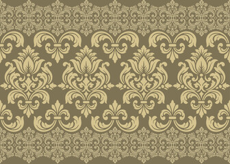 Obraz premium damask traditional floral border pattern vector seamless, elegant damask traditional floral border pattern vector for wallpaper, classic damask traditional floral border pattern vector background