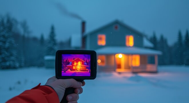 Thermal Imaging House Winter Snow Cold Warm Windows Heat Map Camera