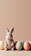 Rabbit is standing in front of a row of eggs