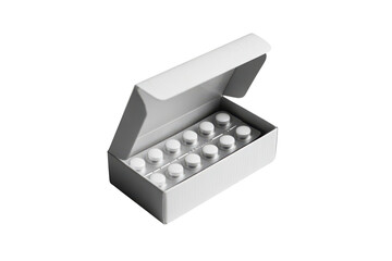 Medical vials in box isolated on transparent background