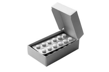 Open medicine box isolated on transparent background