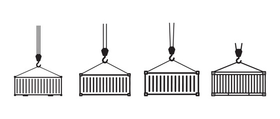Shipping Container Being Lifted by Crane Hook in Port Logistics.