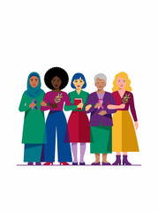 Diverse Group of Women Standing Together in Unity.