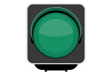 Green button interface technology isolated on a transparent background