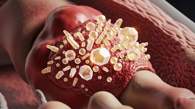 Gout Inflammation in Foot Anatomy Animation on Dark Background Medical Illustration of Gout in Human Body Medical