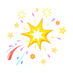 Obraz premium Cartoon explosion with stars and colorful burst effect
