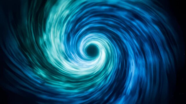 Abstract Black Hole Spins Glowing Blue Light in Seamless Loop