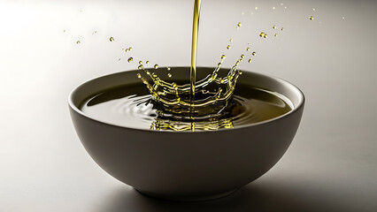 Minimal ceramic bowl mockup with dynamic liquid splash, suitable for food branding, packaging design, restaurant promotion, and product advertising.