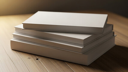 Minimalist stack of books mockup suitable for publishing, education branding, editorial layouts, and book cover visualization.