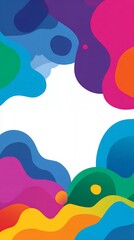 Abstract Colorful Fluid Shapes With White Center Space