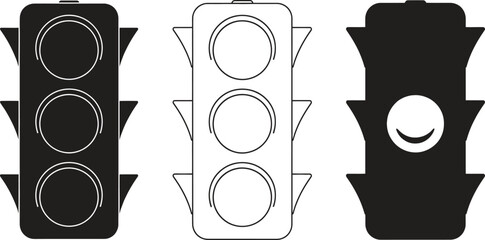 Traffic light icons in different colors and styles