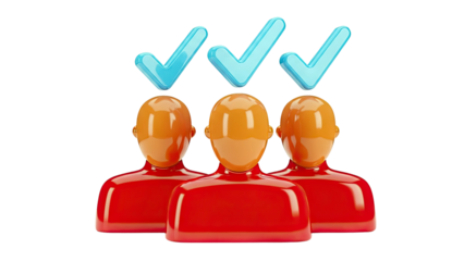 Three People Icons with Checkmarks