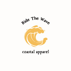 Obraz premium surf badge vintage design with palm, wave, sun, for tshirt branding, beachwear and other uses