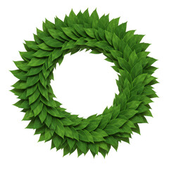 Beautiful green leaf wreath perfect for seasonal decorations and festive occasions isolated on transparent background