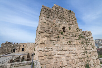 Old walls of crusader fortress in Byblos, Lebanon, one of the oldest city in the world