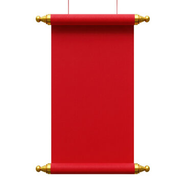 Elegant red scroll with golden accents for announcements invitations and declarations isolated on transparent background