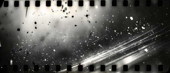 Vintage film overlay with scratches dust grain and light leaks on black background retro digital art style