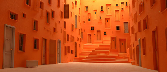 Minimalist orange slice and segments arranged on a blue surface healthy food flat lay