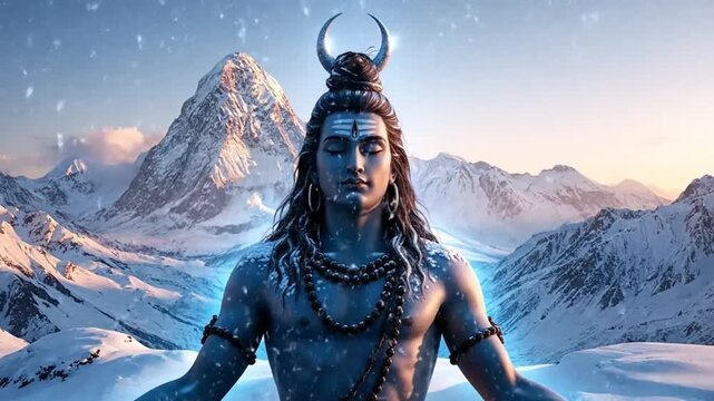 Cinematic Lord Shiva Meditating on Mount Kailash Spiritual Peace
