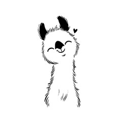 Obraz premium llama. llama simple black and white line art vector logo