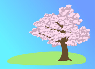桜の木の風景のイラスト