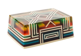 Layered Geometric Gelatin Dessert with Vibrant Colors