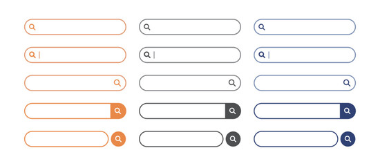 検索窓・検索バーのイラスト素材　セット　シンプル　Simple Search bar illustration set