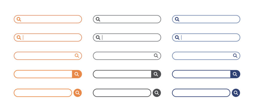 検索窓・検索バーのイラスト素材　セット　シンプル　Simple Search bar illustration set