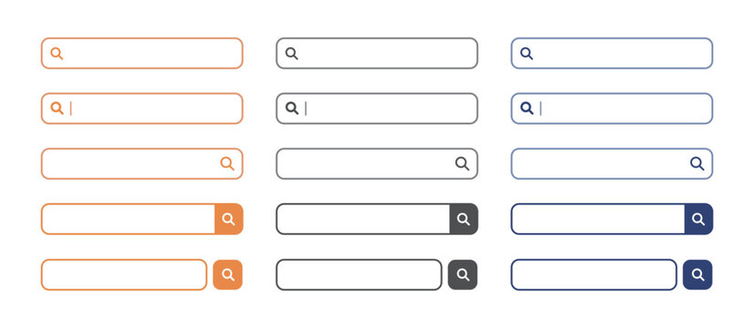 検索窓・検索バーのイラスト素材　セット　シンプル　Simple Search bar illustration set